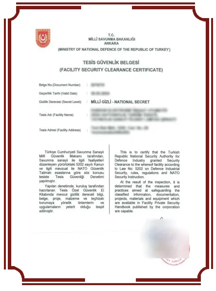 Tesis Güvenlik Belgesi - Destek Danışmanlık hizmetleri